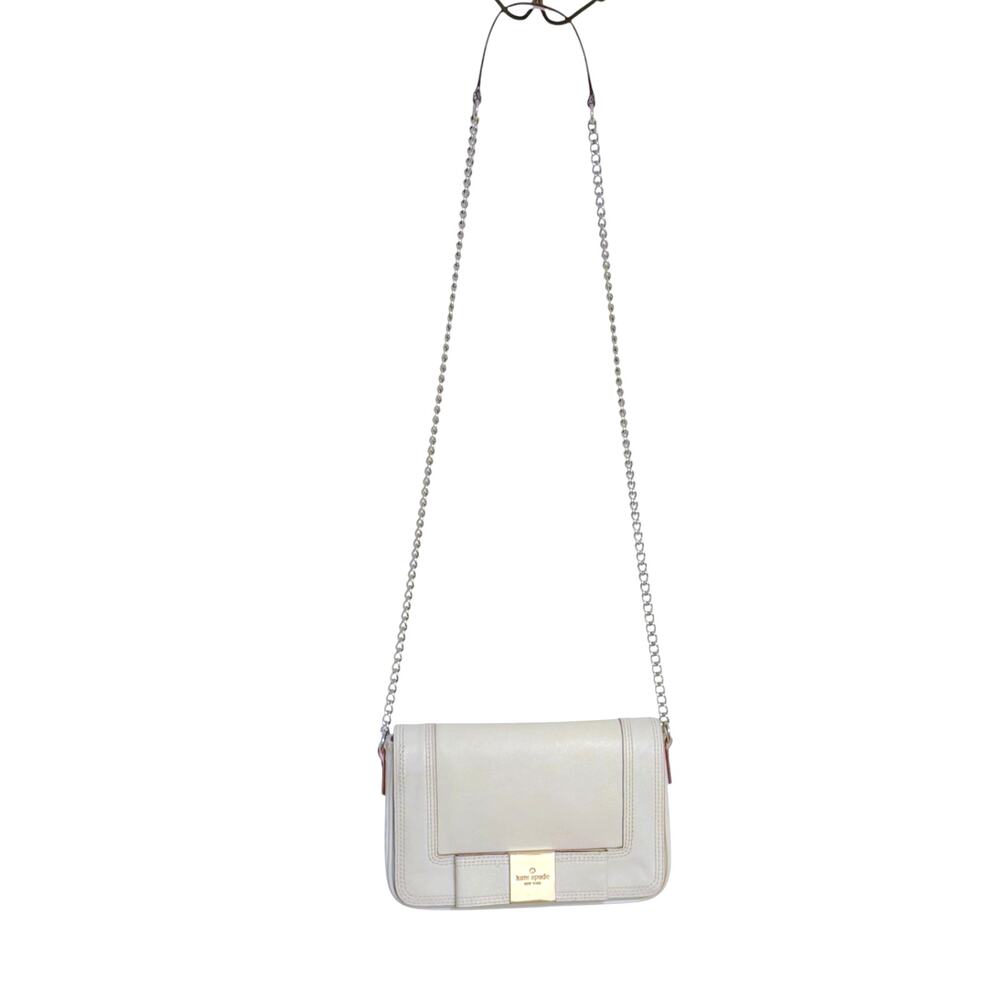 Kate Spade New York Primrose Hill Little Kaelin Leather Crossbody Bag Cream Bow - Picture 3 of 11